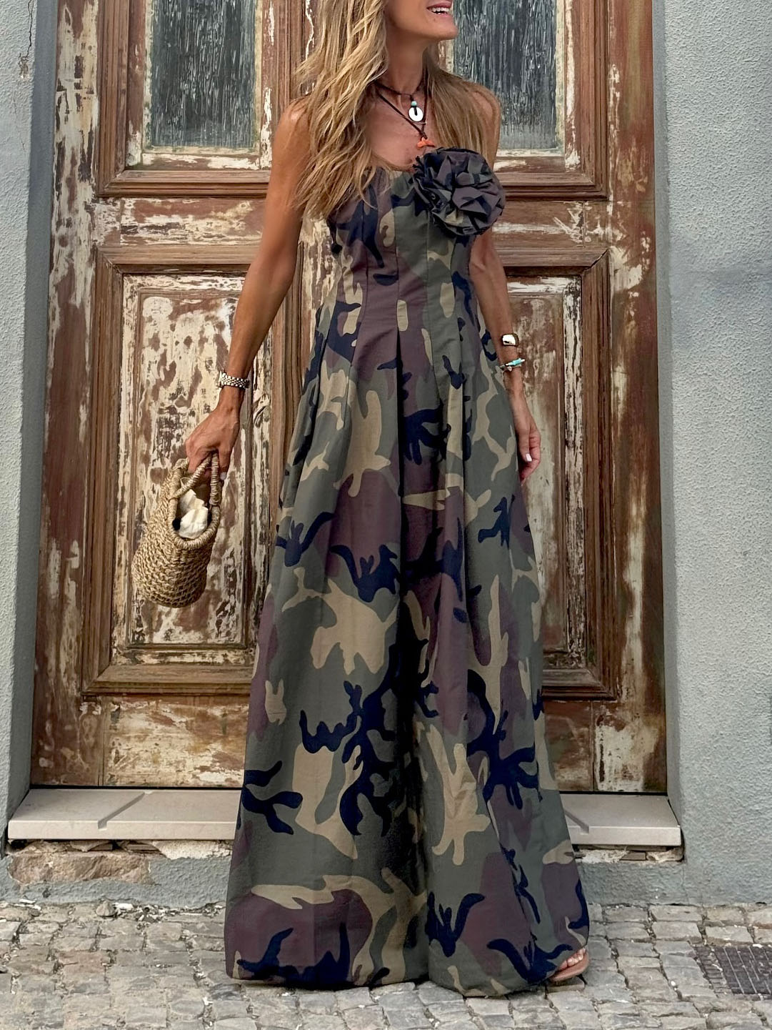 Women's Summer Camouflage Print Maxi Dress