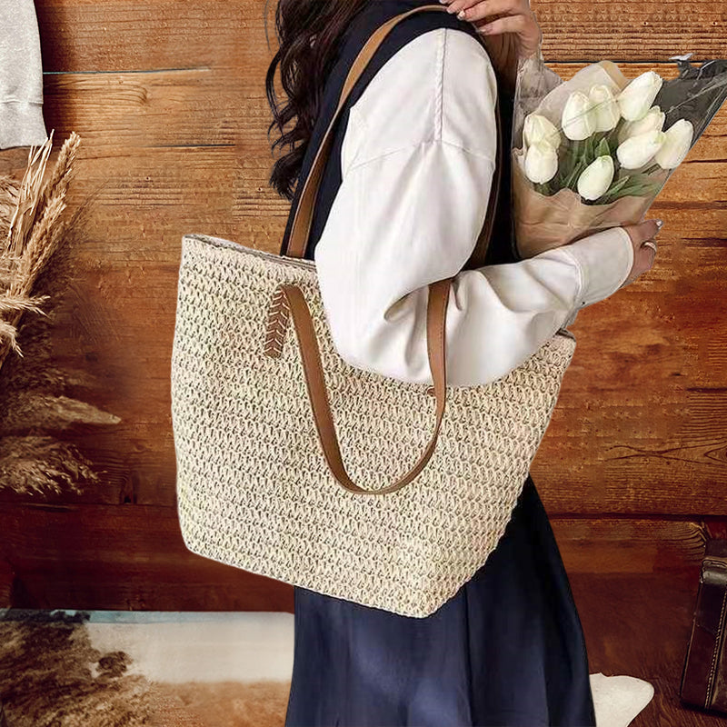 Simple Shoulder Straw Bag