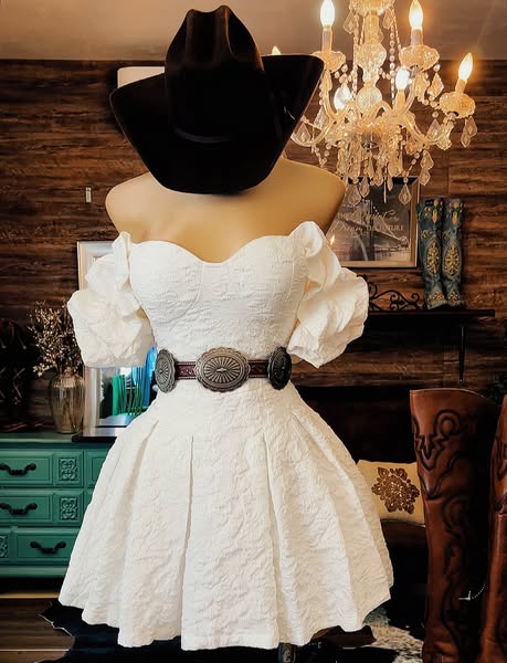 Western Off-Shoulder Mini Ruffle Dress