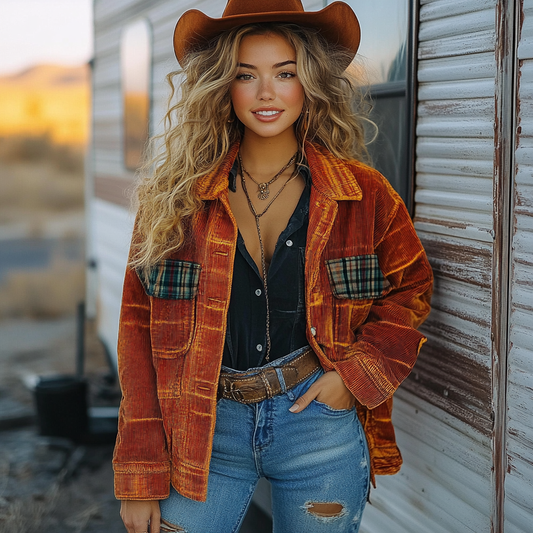 Vintage Western Cowgirl Corduroy Lapel Jacket