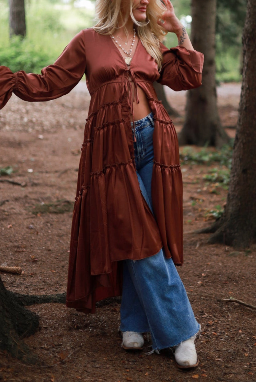Folklore Duster Dress - Rust