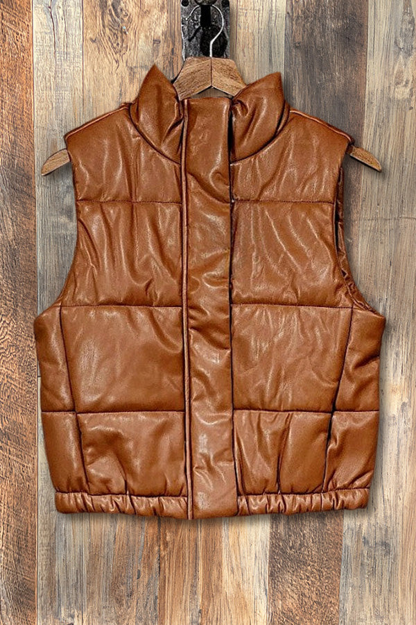 Vintage Western Quilted Faux Leather Vest