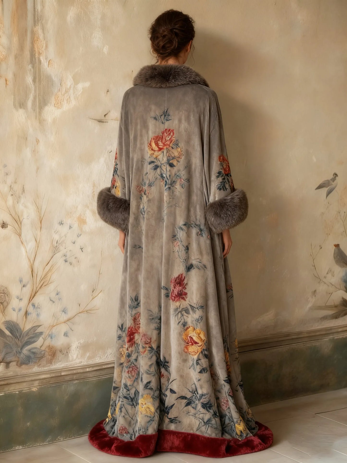 Women's autumn and winter flannel V-neck robe
