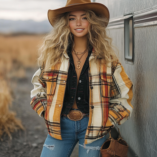 Vintage Western Cowgirl Corduroy Lapel Jacket