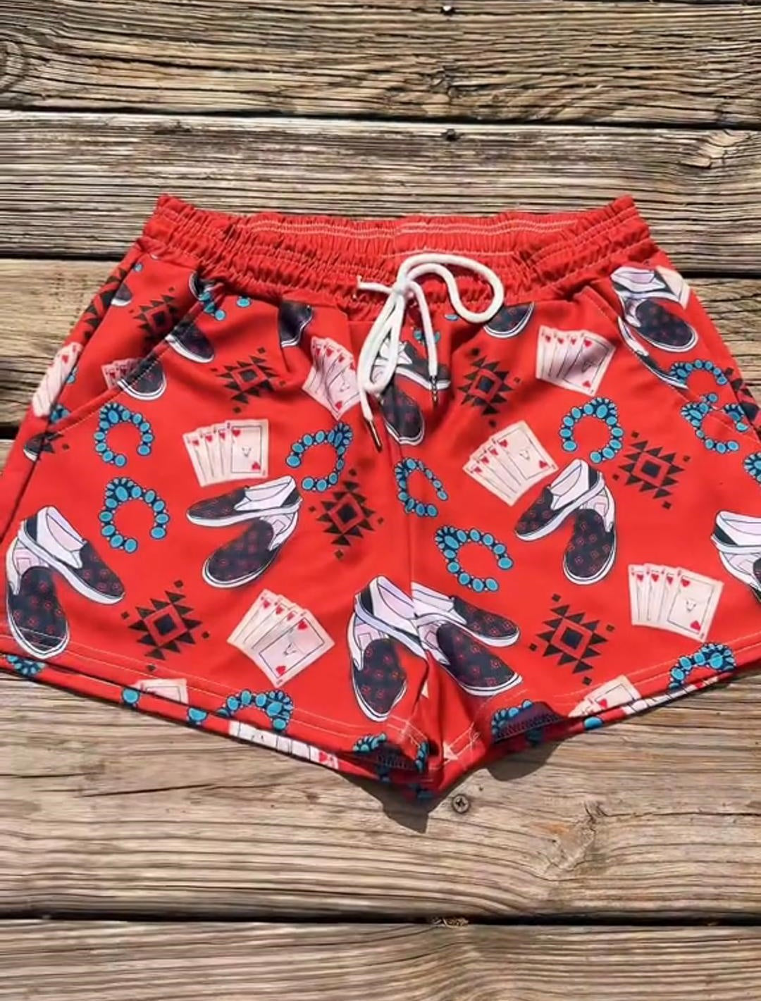 Western Pattern Retro Print Shorts