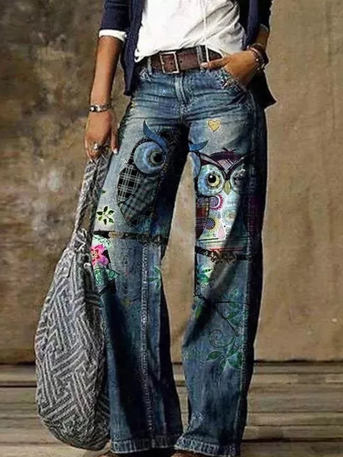 High Wasited Ombre Wide Leg Jeans