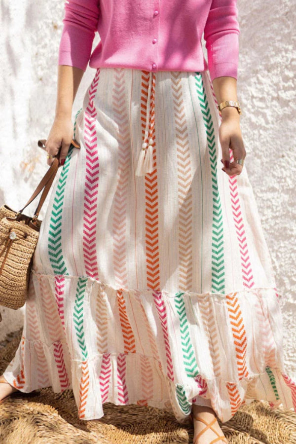 SHOW UP BOHO PRINTED MAXI SKIRT - 2 COLORS