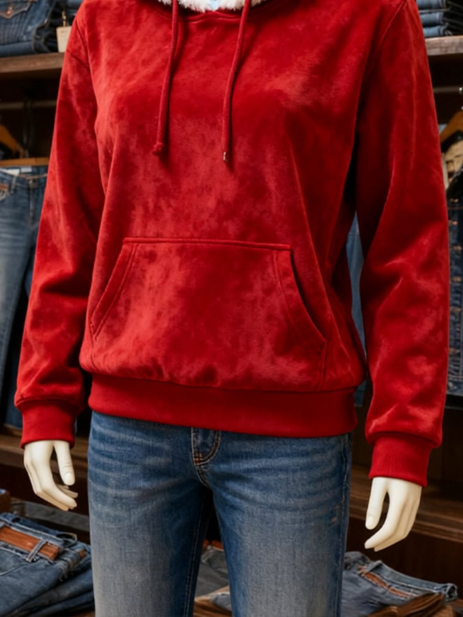 Women's Christmas Contrast Color Hooded Sweatshirt