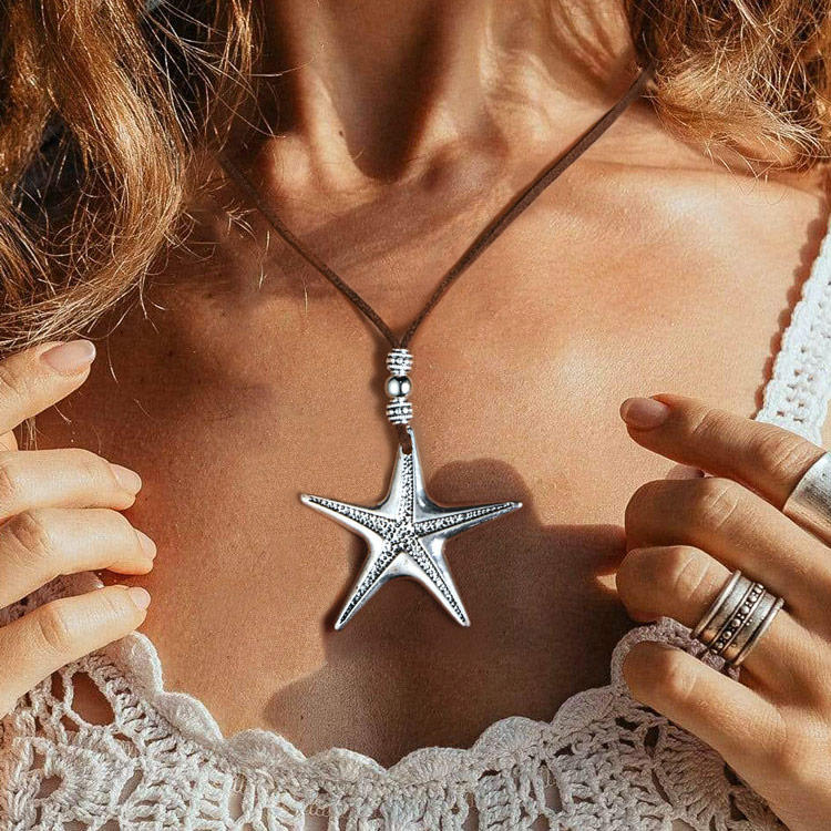 Starfish Pendant Rope Necklace