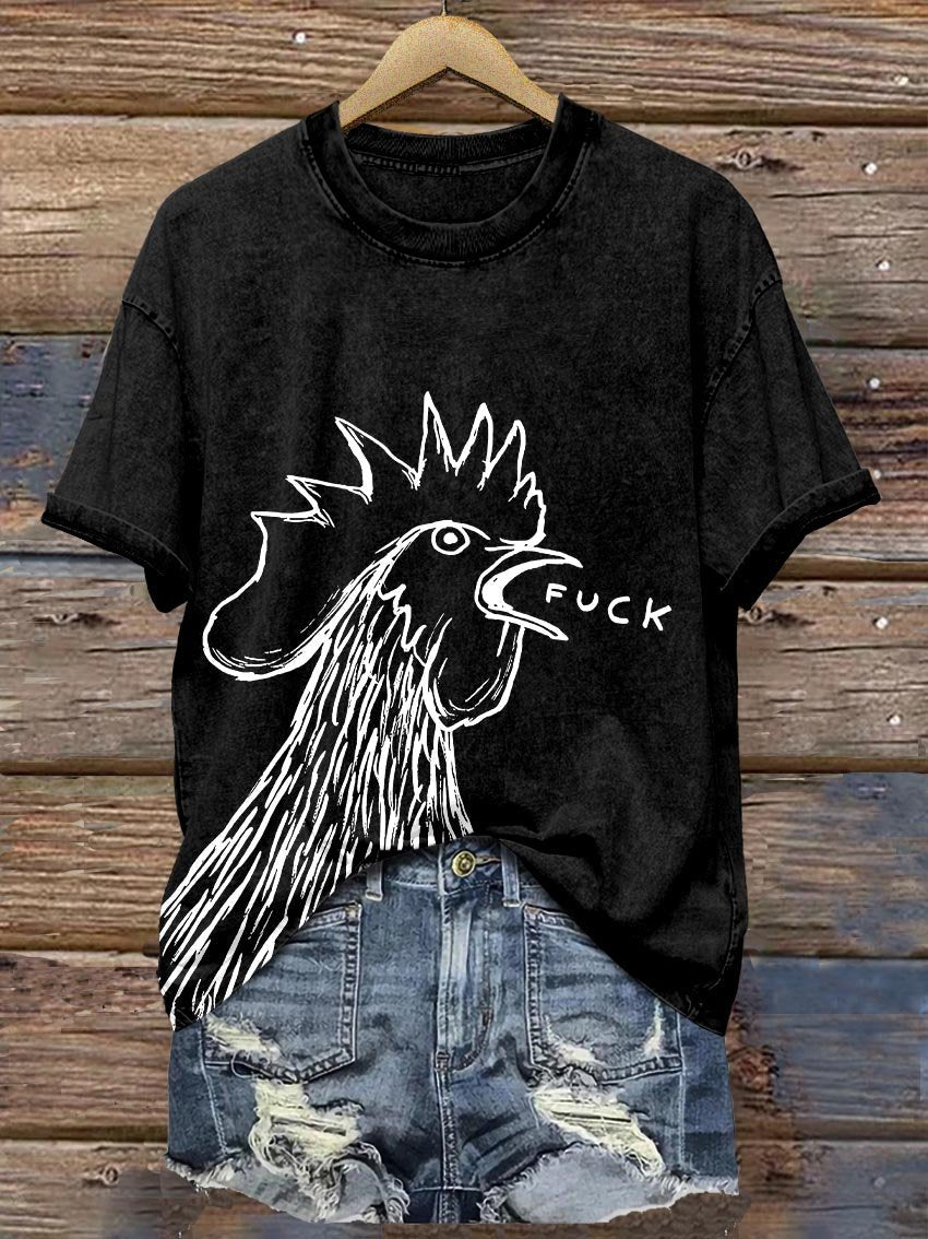 Bad Chicken Print T-shirt