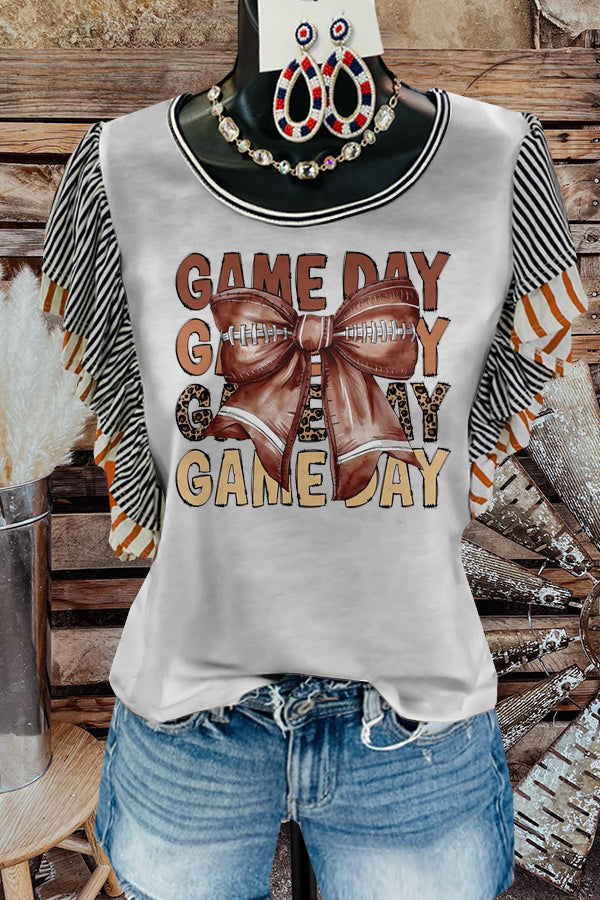 Sports Football Butterfly Print Fly Sleeve T-Shirt