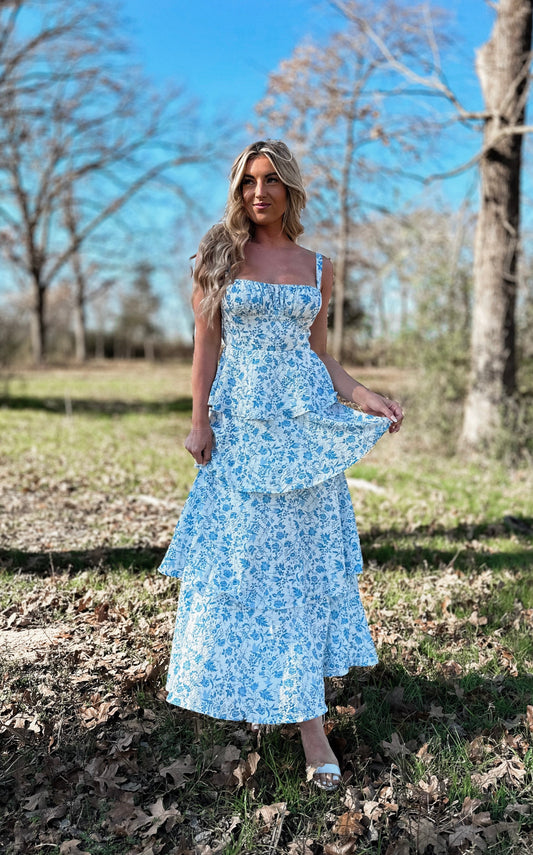 Blue Bird Floral Maxi Dress