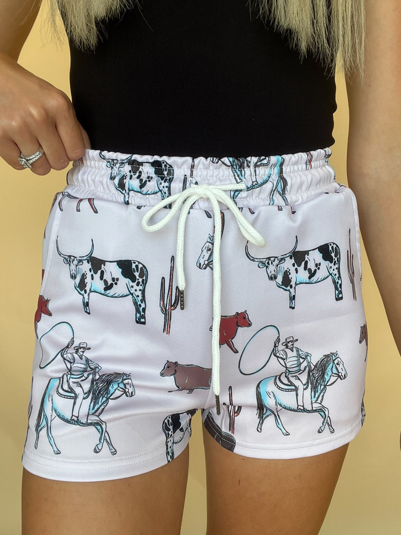 Ranchy Cow Western Shorts