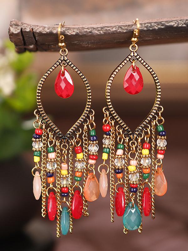 Vintage water drop bohemian chain earrings