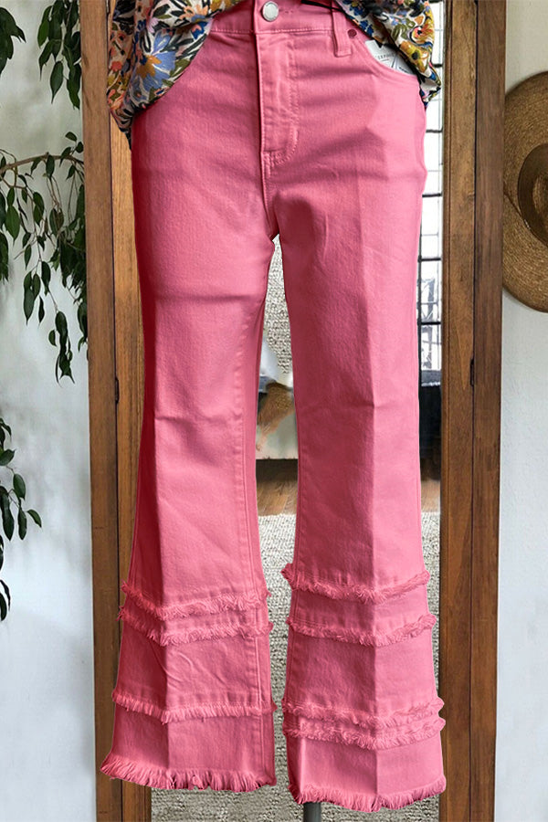 Layered Fringed Hem Pants