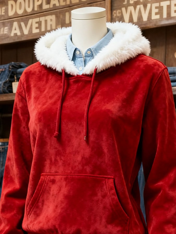 Women's Christmas Contrast Color Hooded Sweatshirt