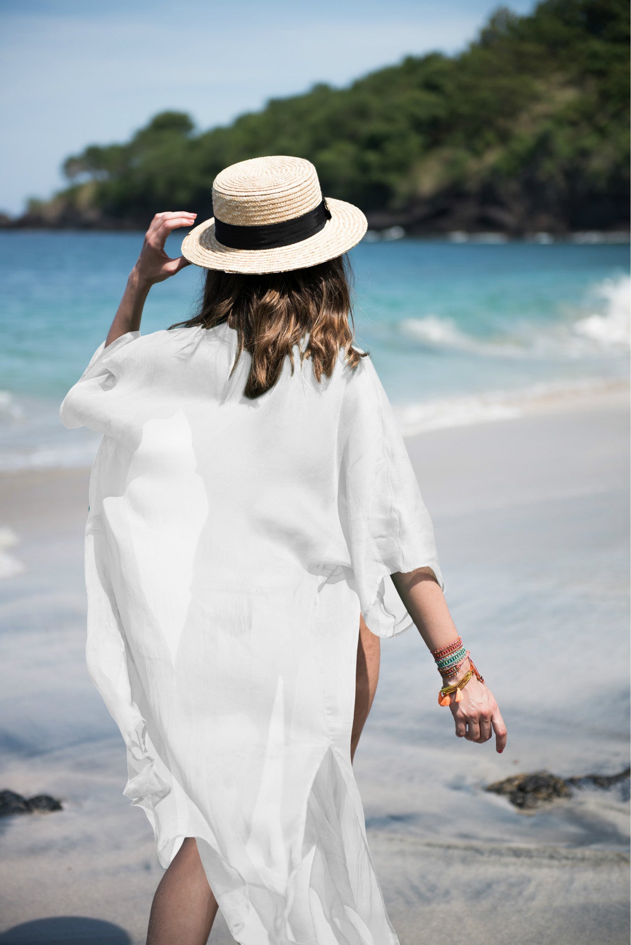 Bohemian Print Loose Open Front Beach Cover Up Kimono