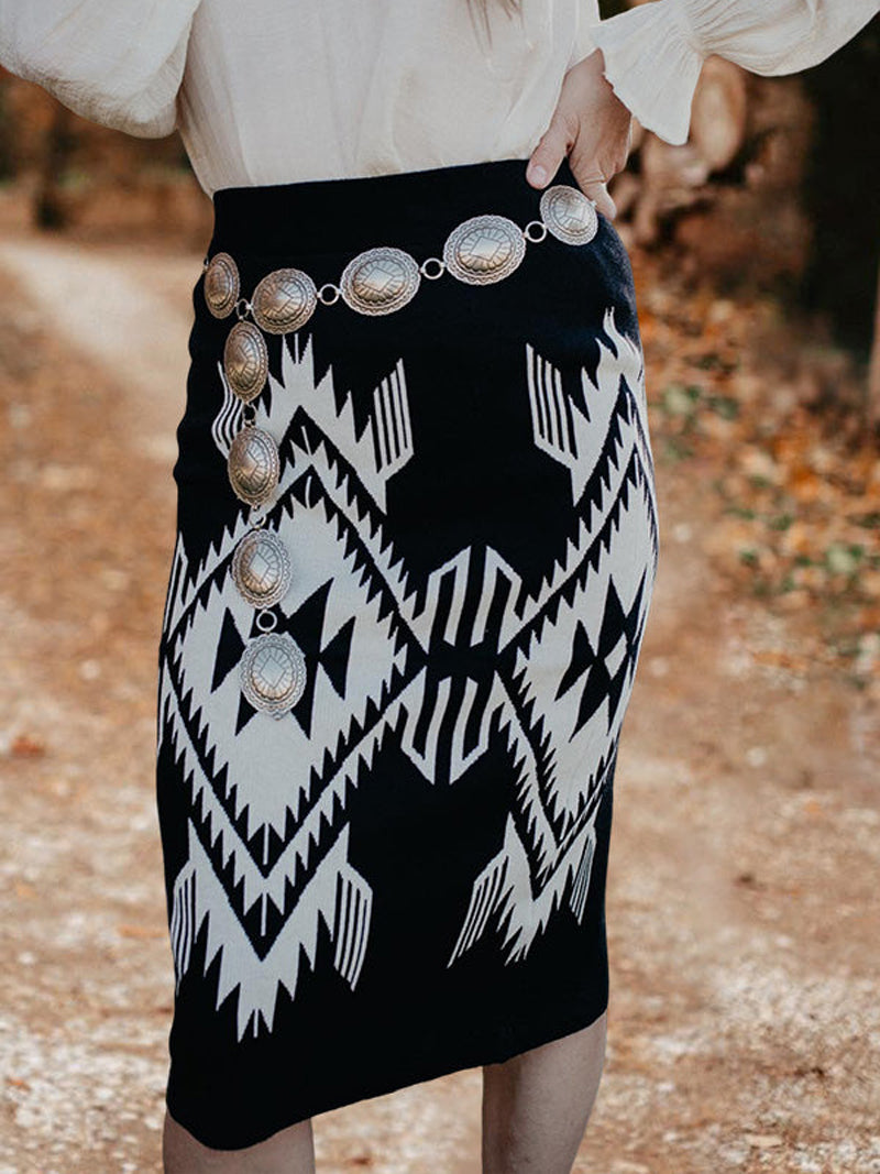 Aztec Pattern Sweater Skirt