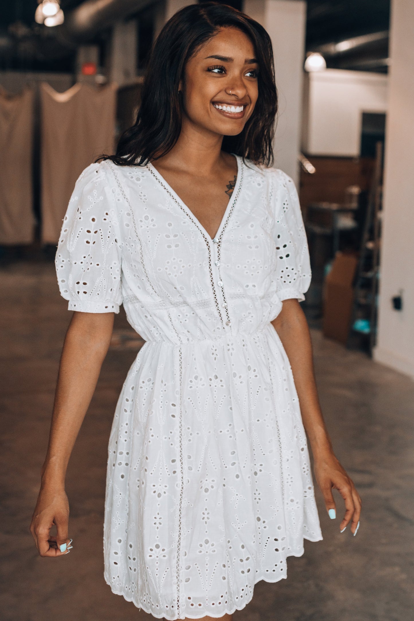 Sienna Eyelet Mini Dress