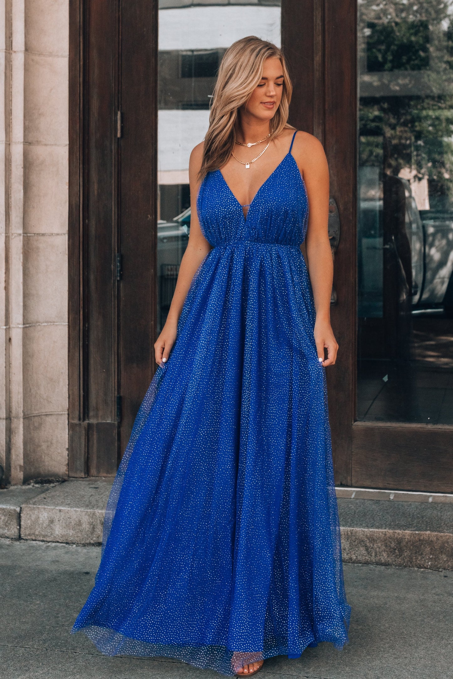 Marisol Glitter Maxi Dress (Royal Blue)