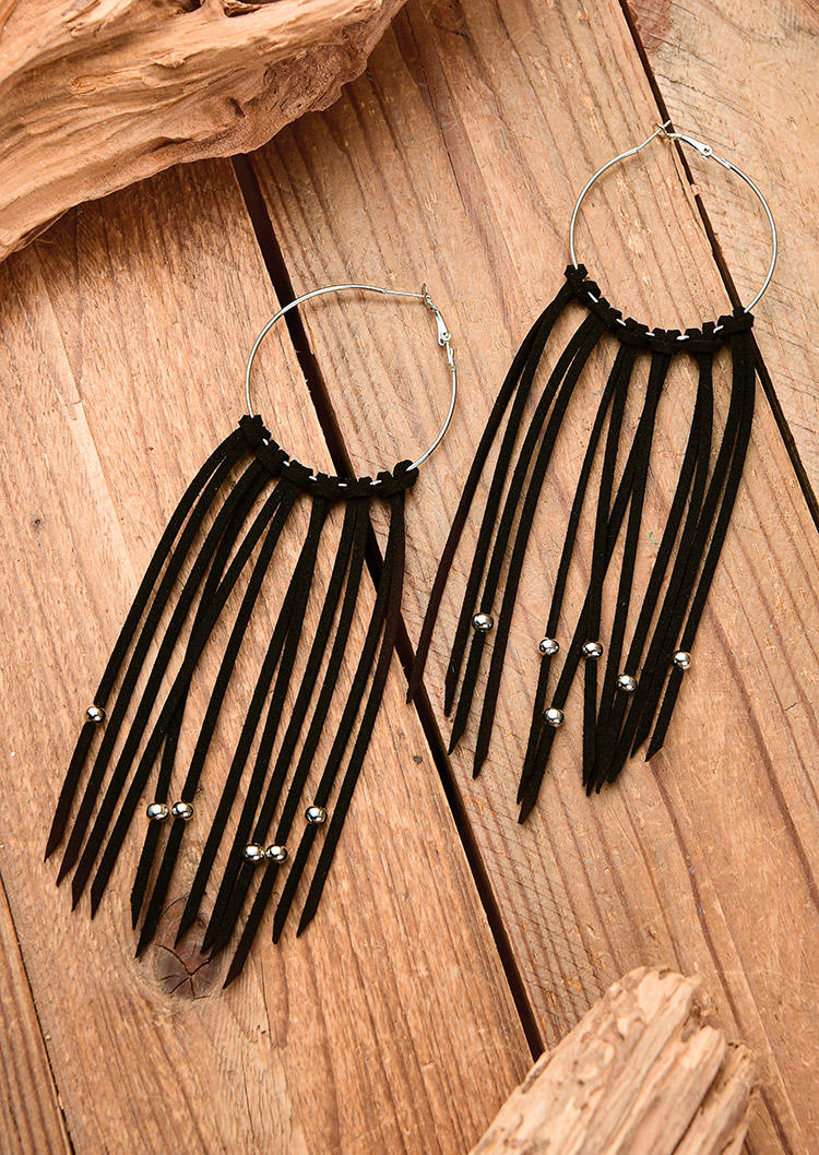 Bohemian Tassel Beading Hoop Earrings