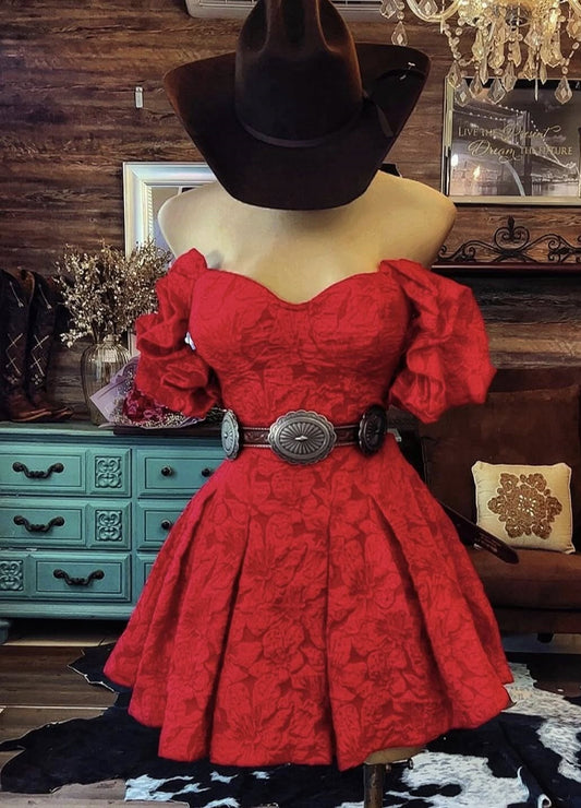 Western Off-Shoulder Mini Ruffle Dress