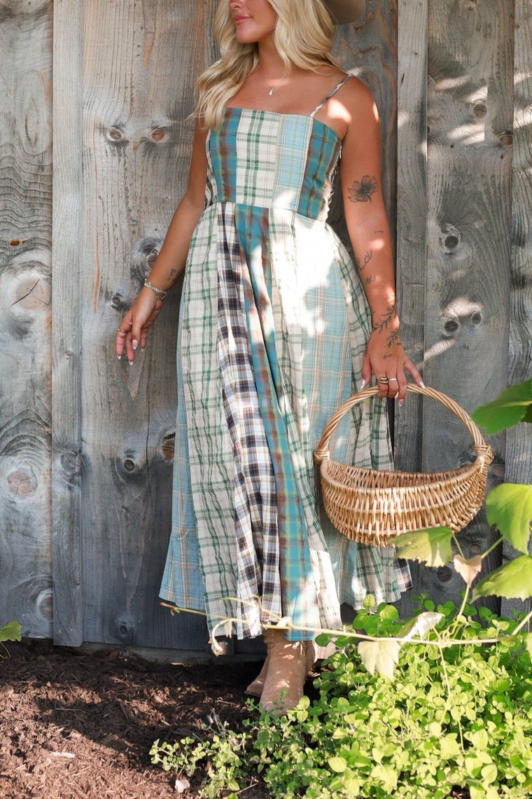 Sagebrush Plaid Maxi Dress - Mint