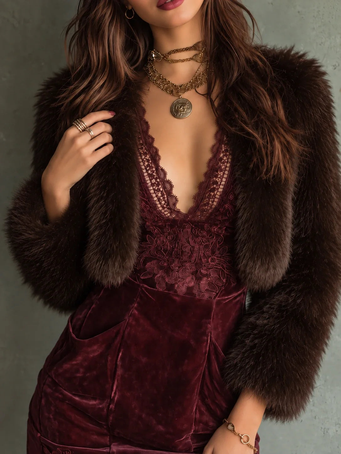 Shaggy Fur-Look Cropped Jacket