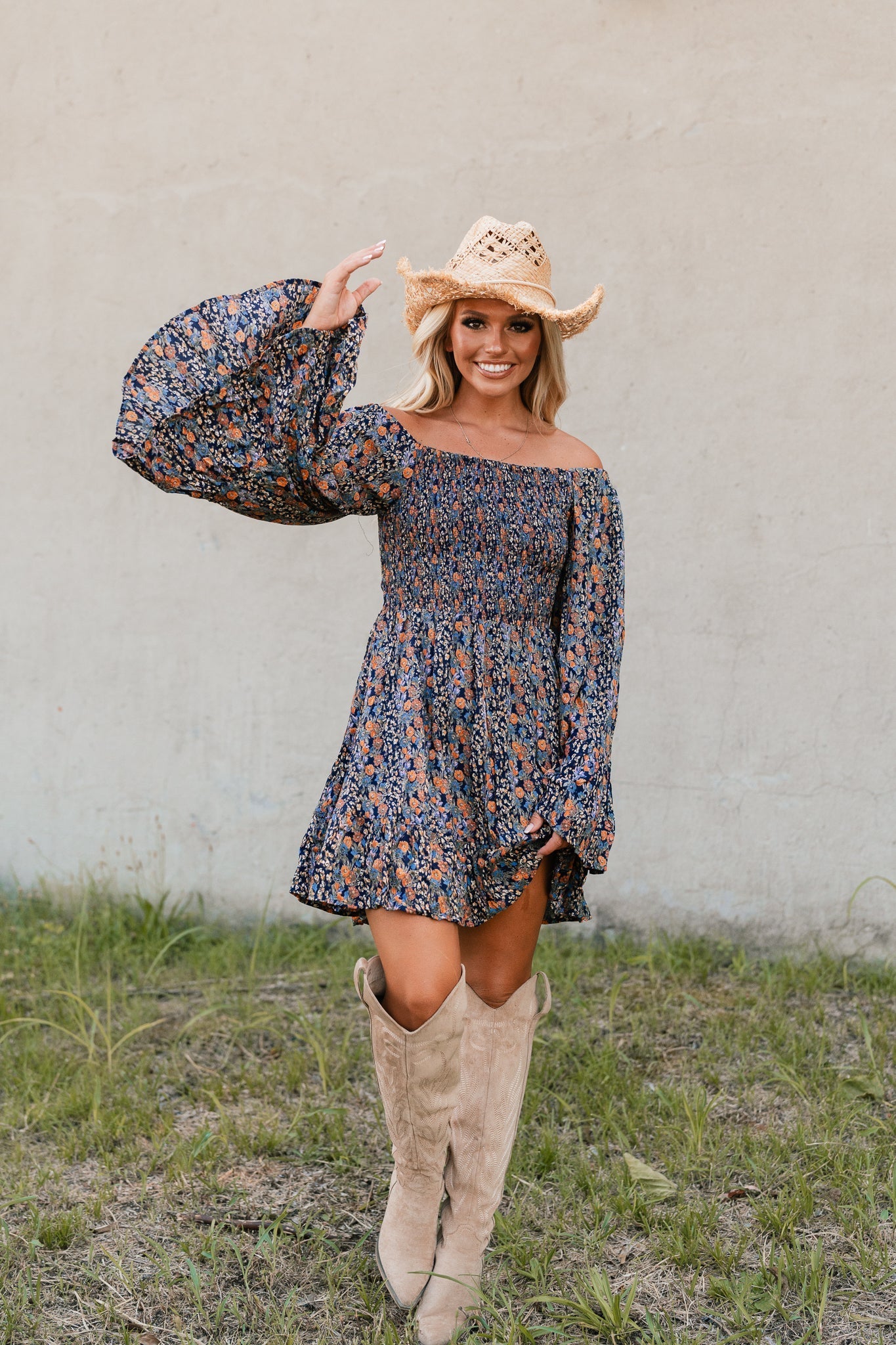 She's A Catch Bell Sleeve Mini Dress
