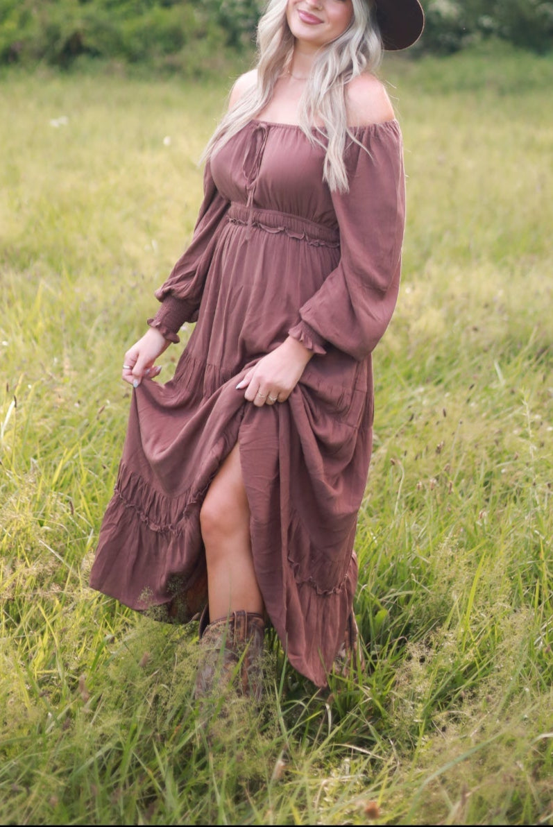 Barnwood Tiered Maxi Dress - Mocha