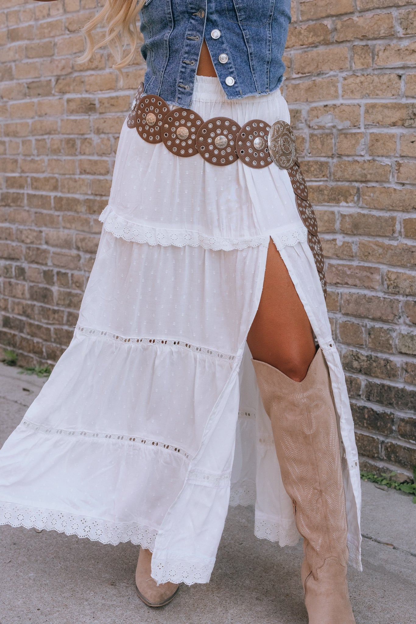 Abby Tiered Maxi Skirt (Ivory)