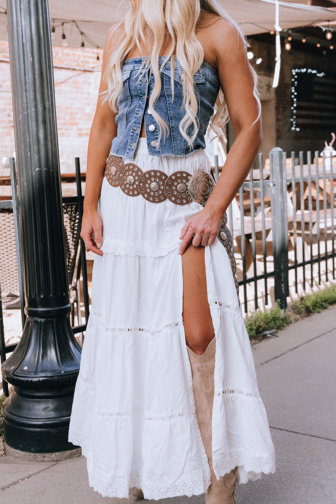 Abby Tiered Maxi Skirt (Ivory)