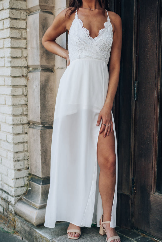 Rome Lace Maxi Dress (White)