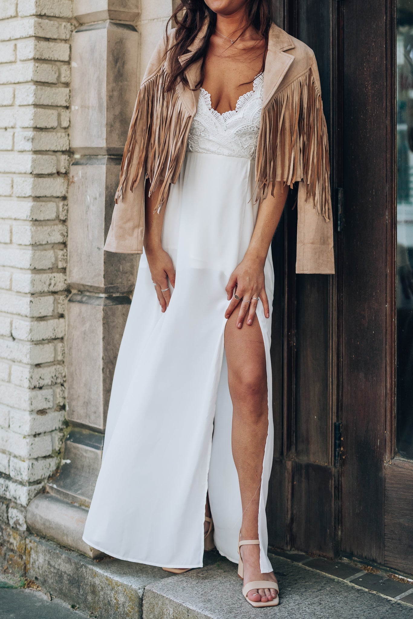Rome Lace Maxi Dress (White)