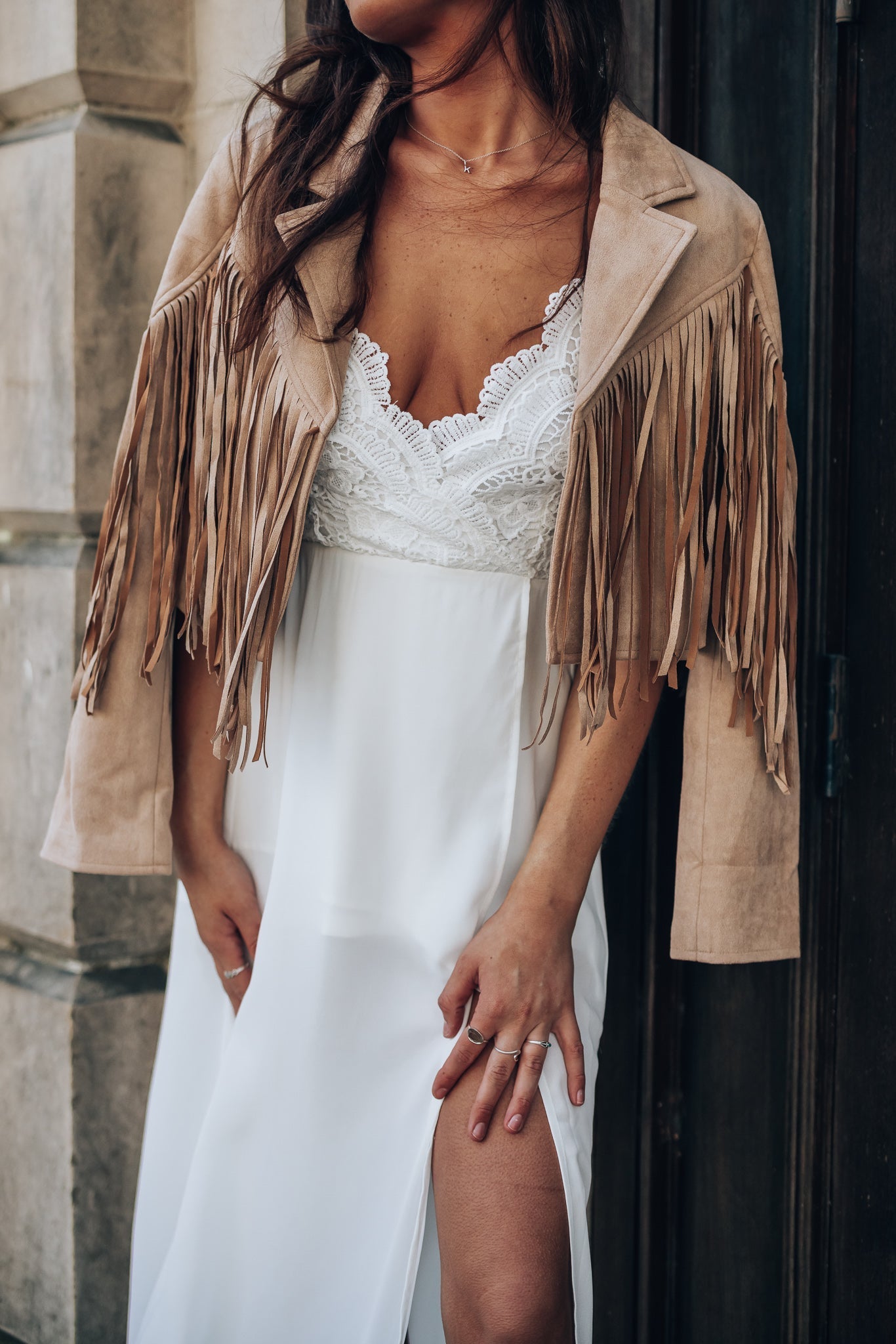 Rome Lace Maxi Dress (White)