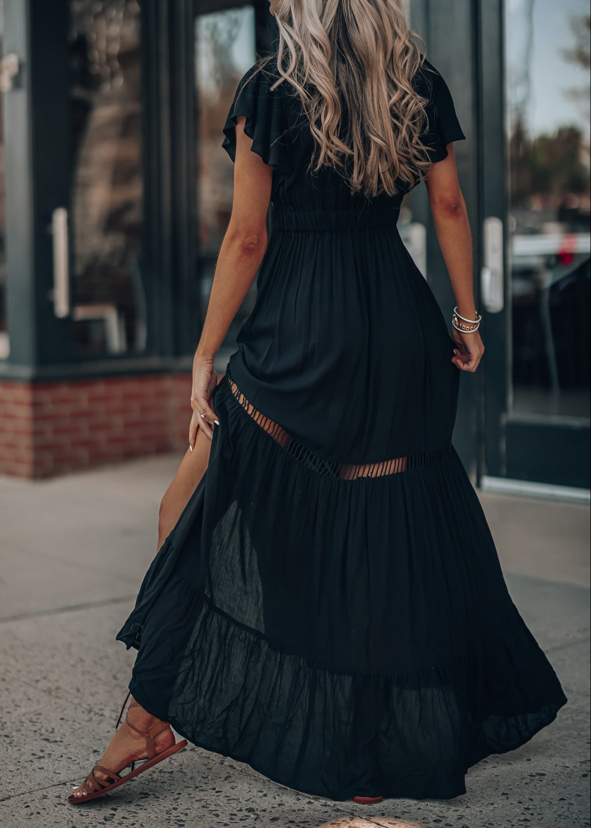 Skylar Embroidered Maxi Dress (Black)