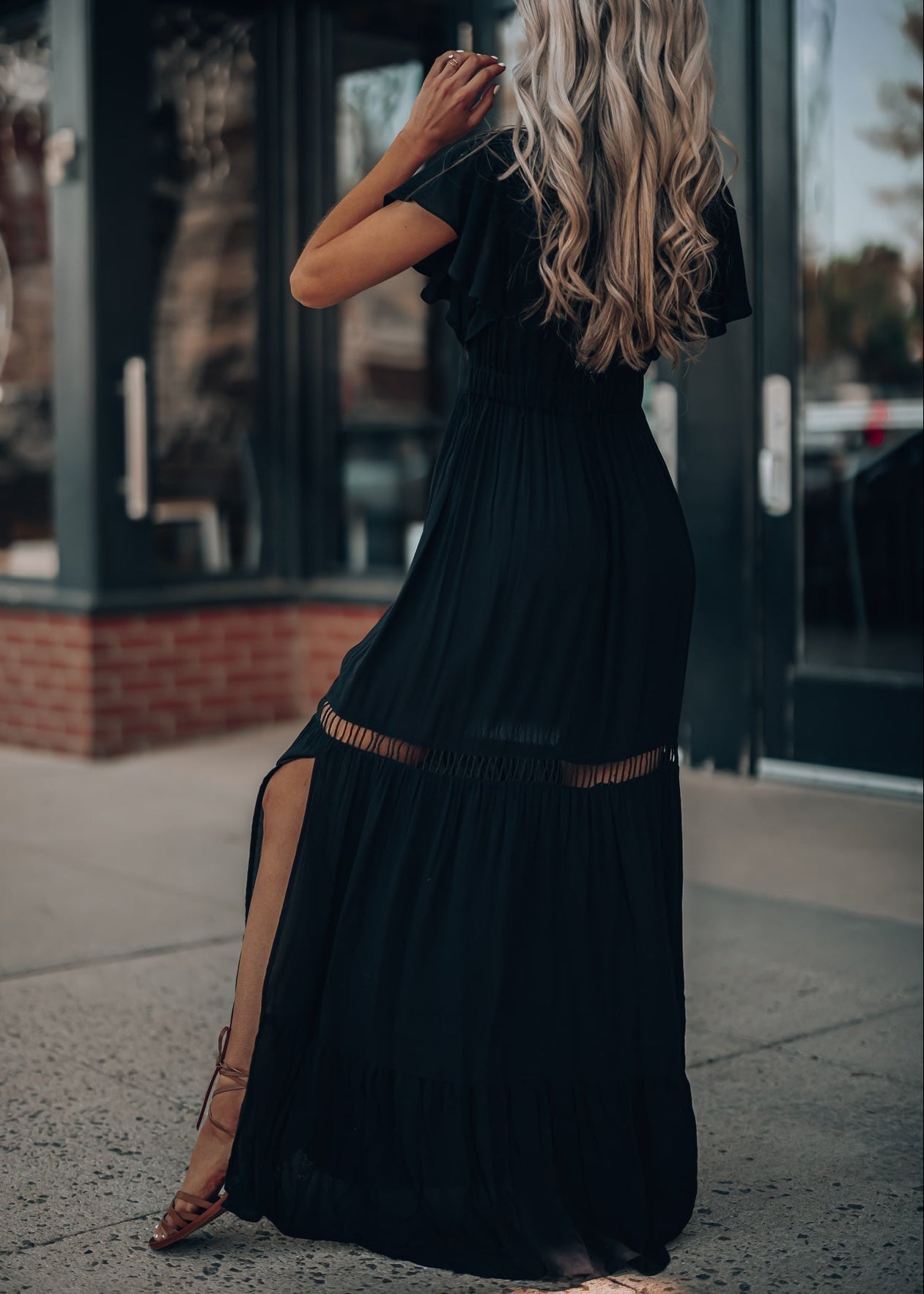 Skylar Embroidered Maxi Dress (Black)