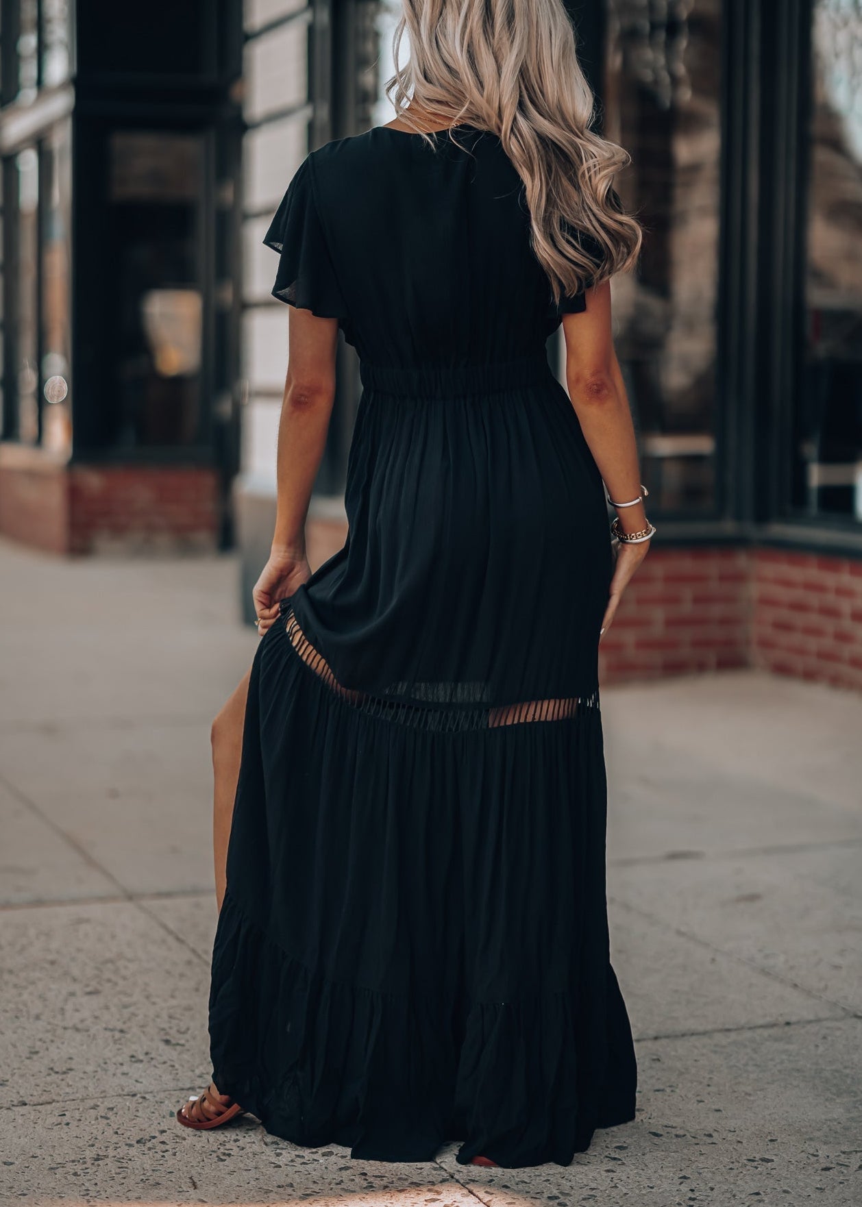 Skylar Embroidered Maxi Dress (Black)