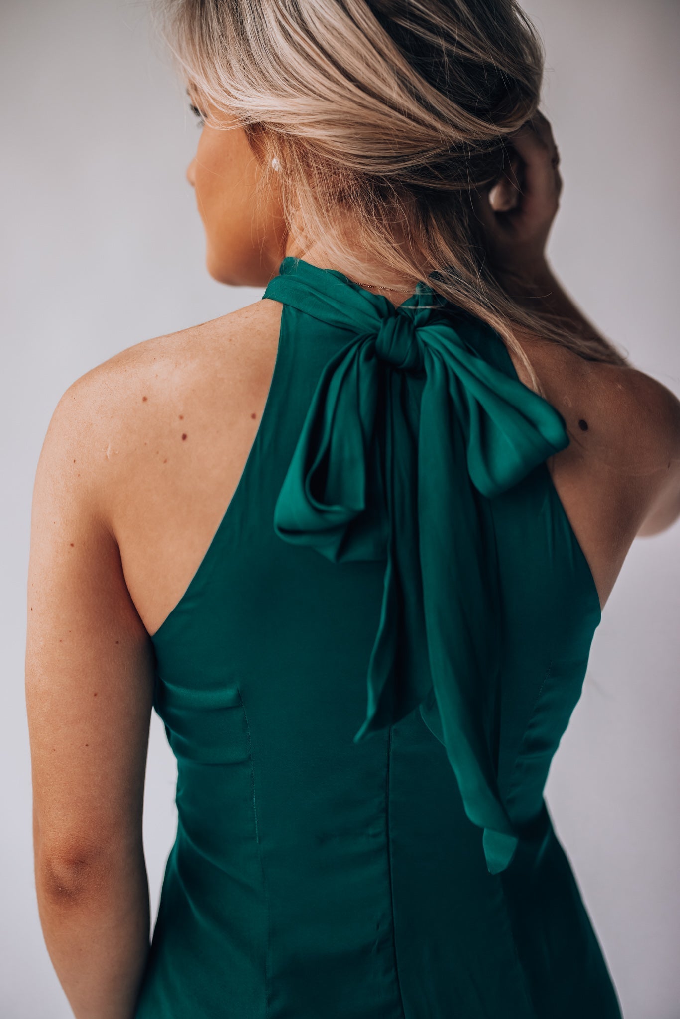Under The Stars Halter Mini Dress (Forest Green)
