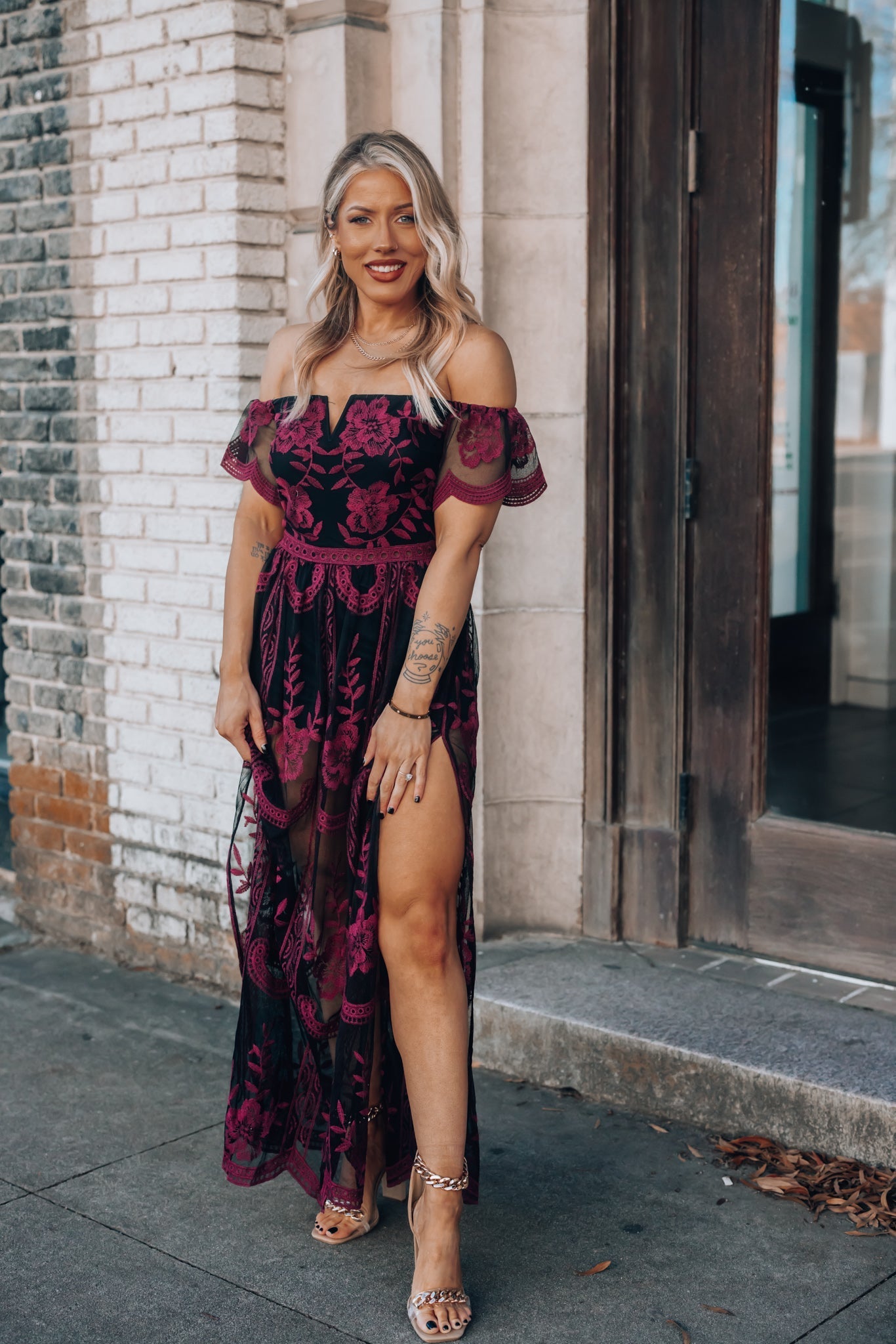 Canyon Lace Romper Dress (Black)