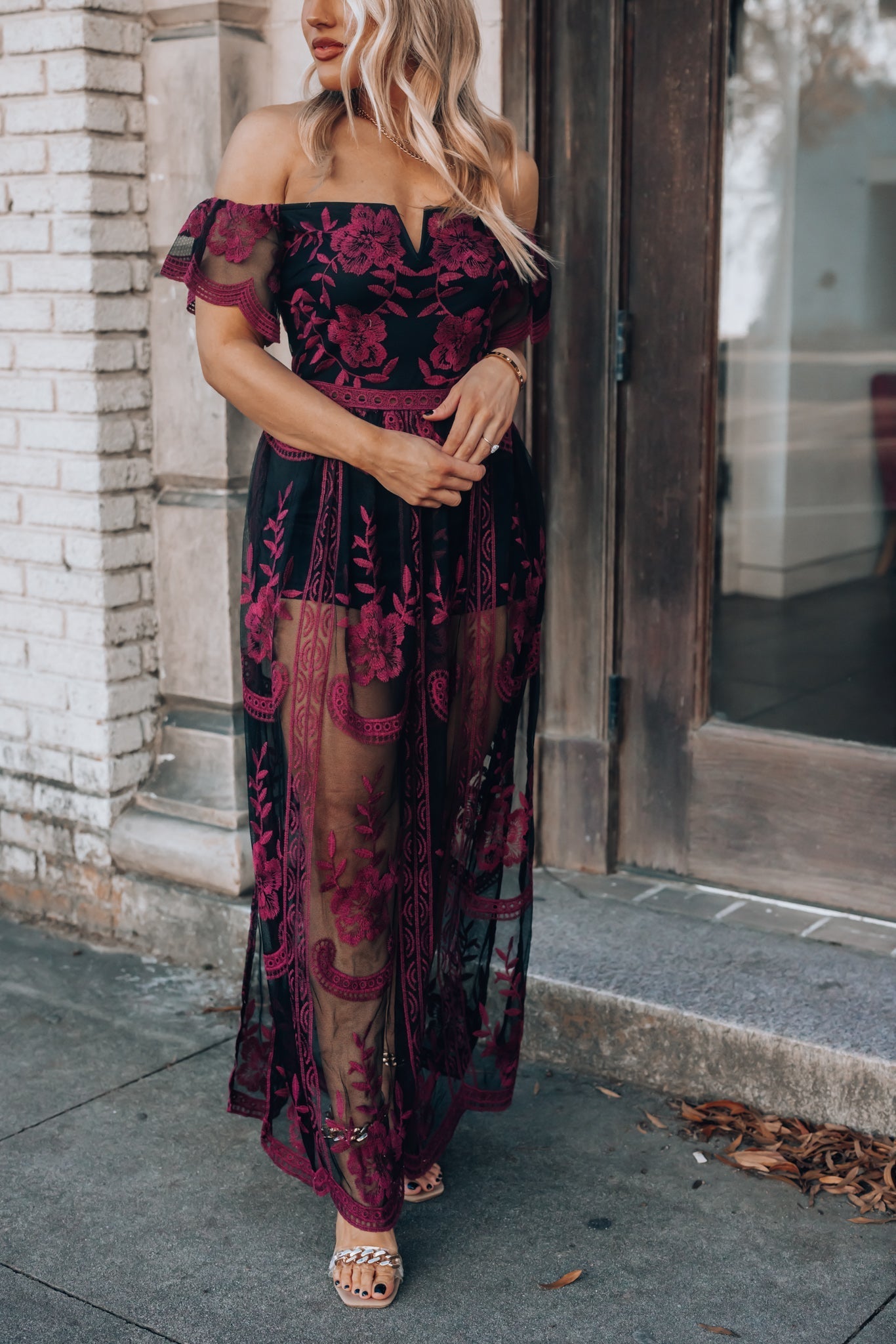 Canyon Lace Romper Dress (Black)