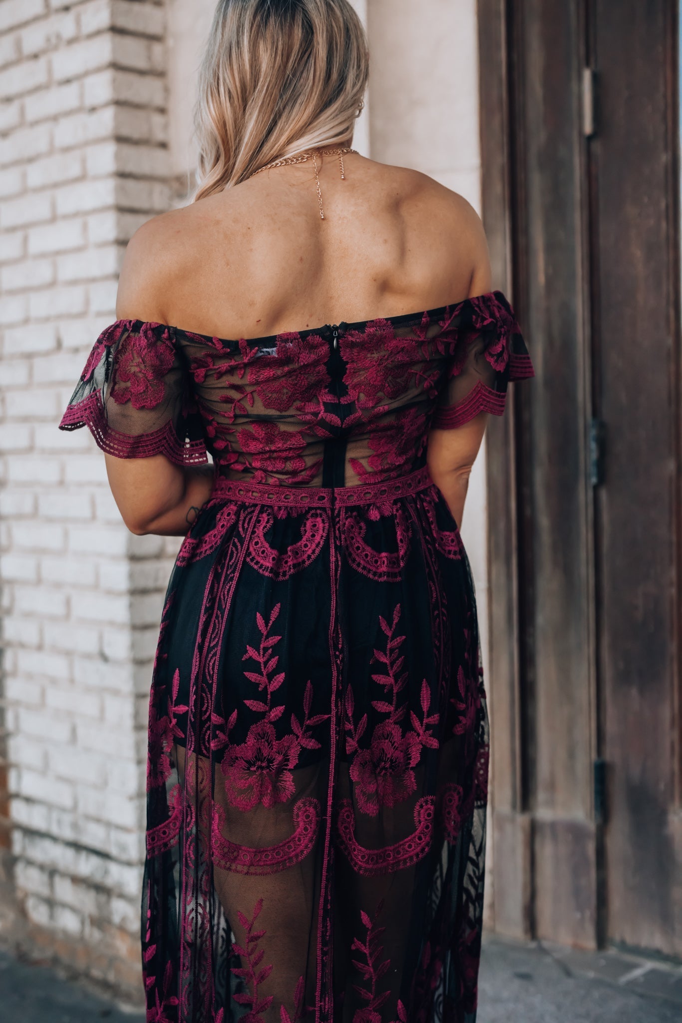 Canyon Lace Romper Dress (Black)