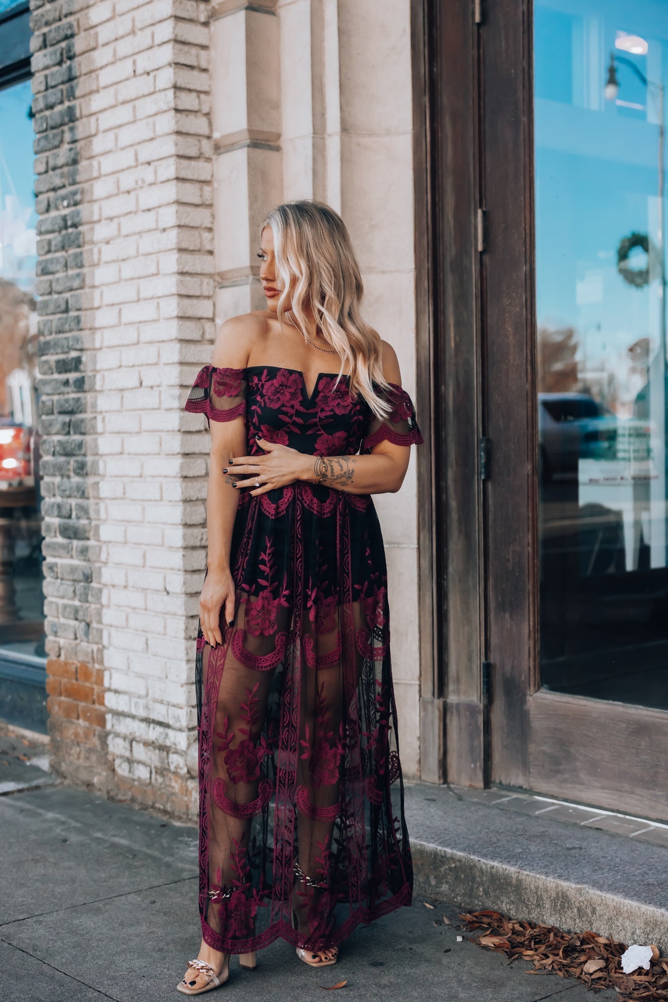Canyon Lace Romper Dress (Black)