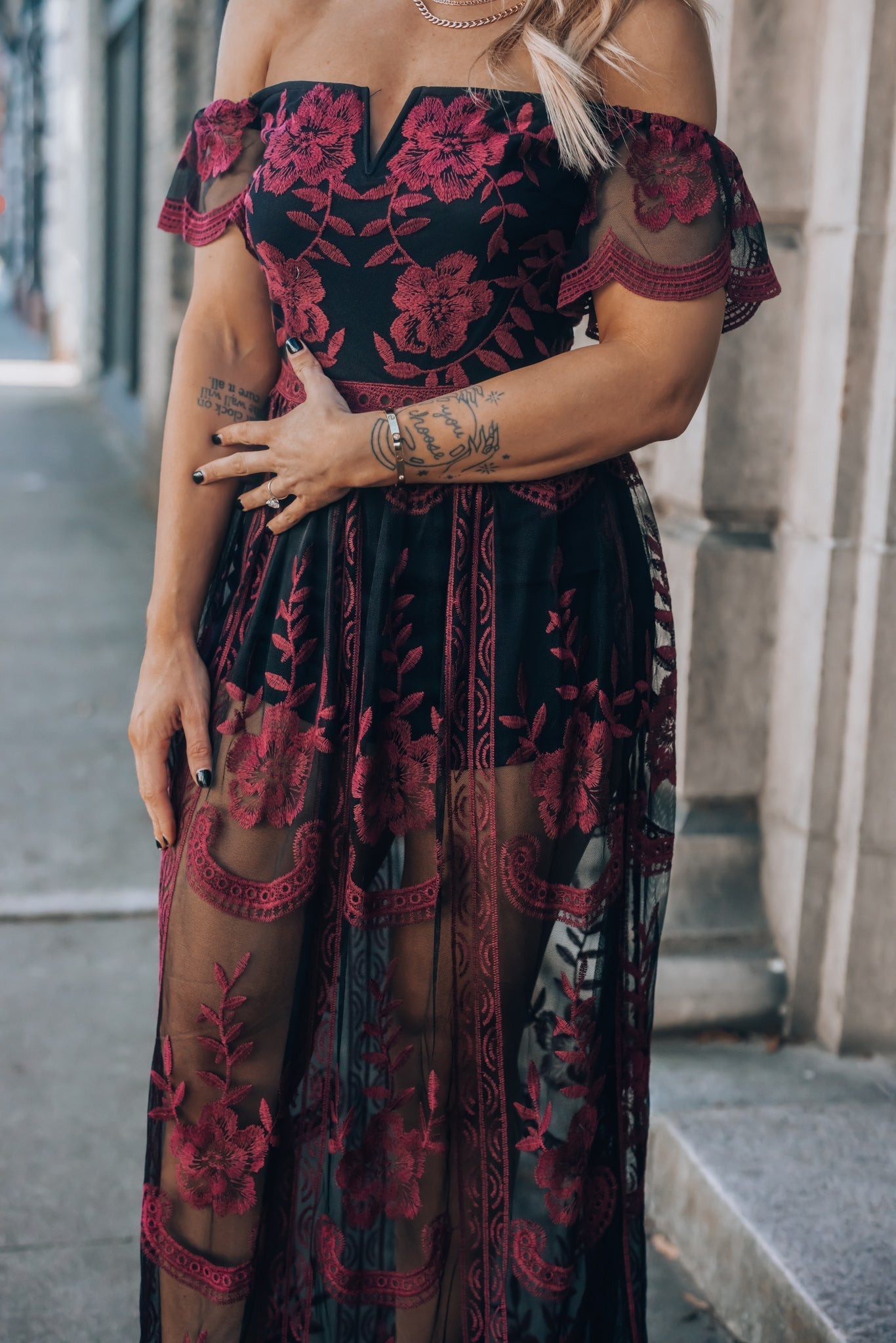 Canyon Lace Romper Dress (Black)