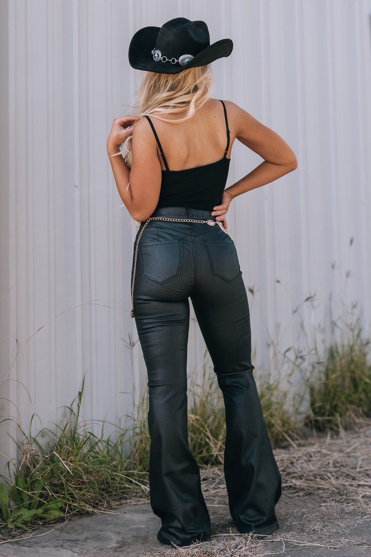 Rowdy Coated Flare Stretch Jeans
