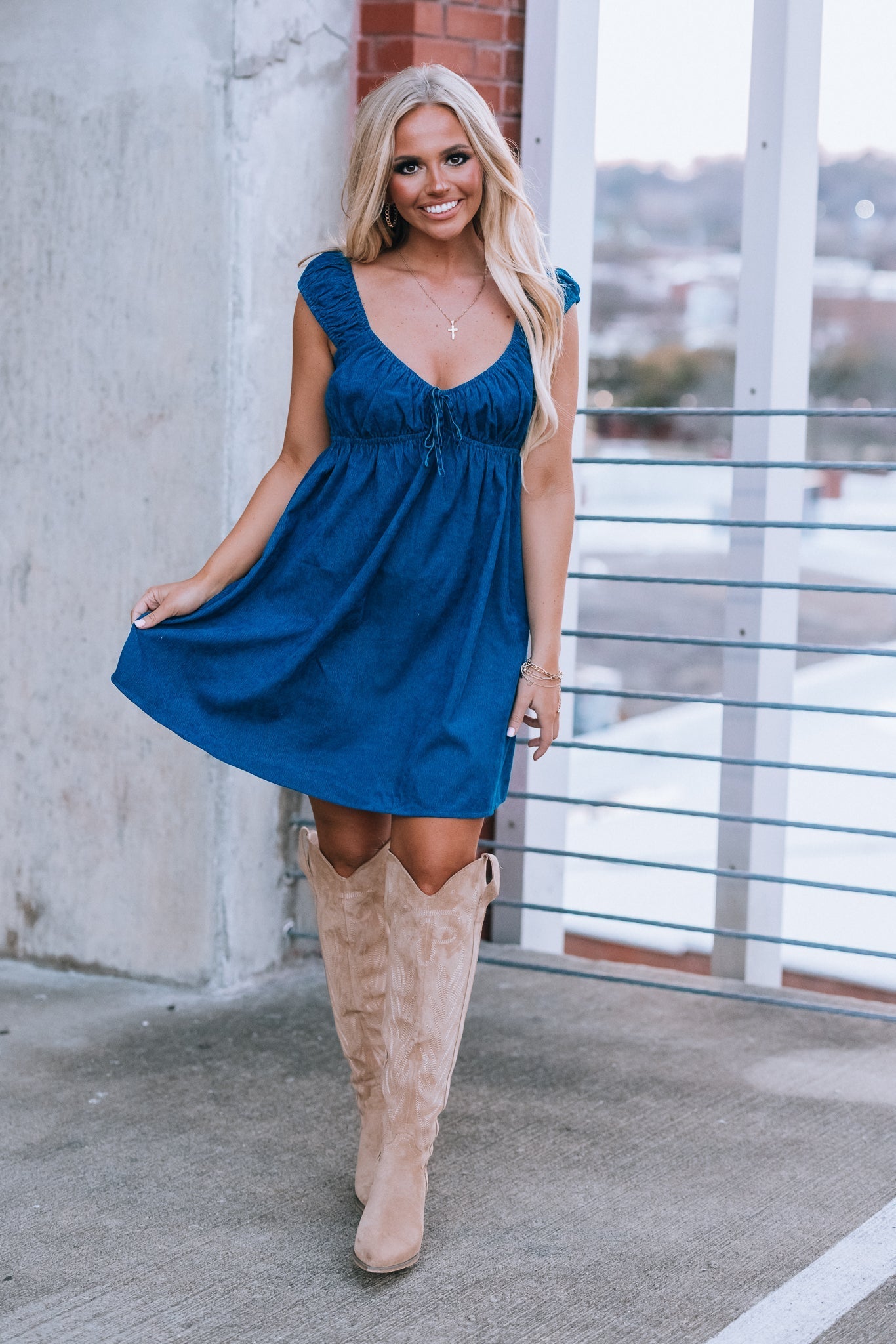 Corduroy Babydoll Mini Dress