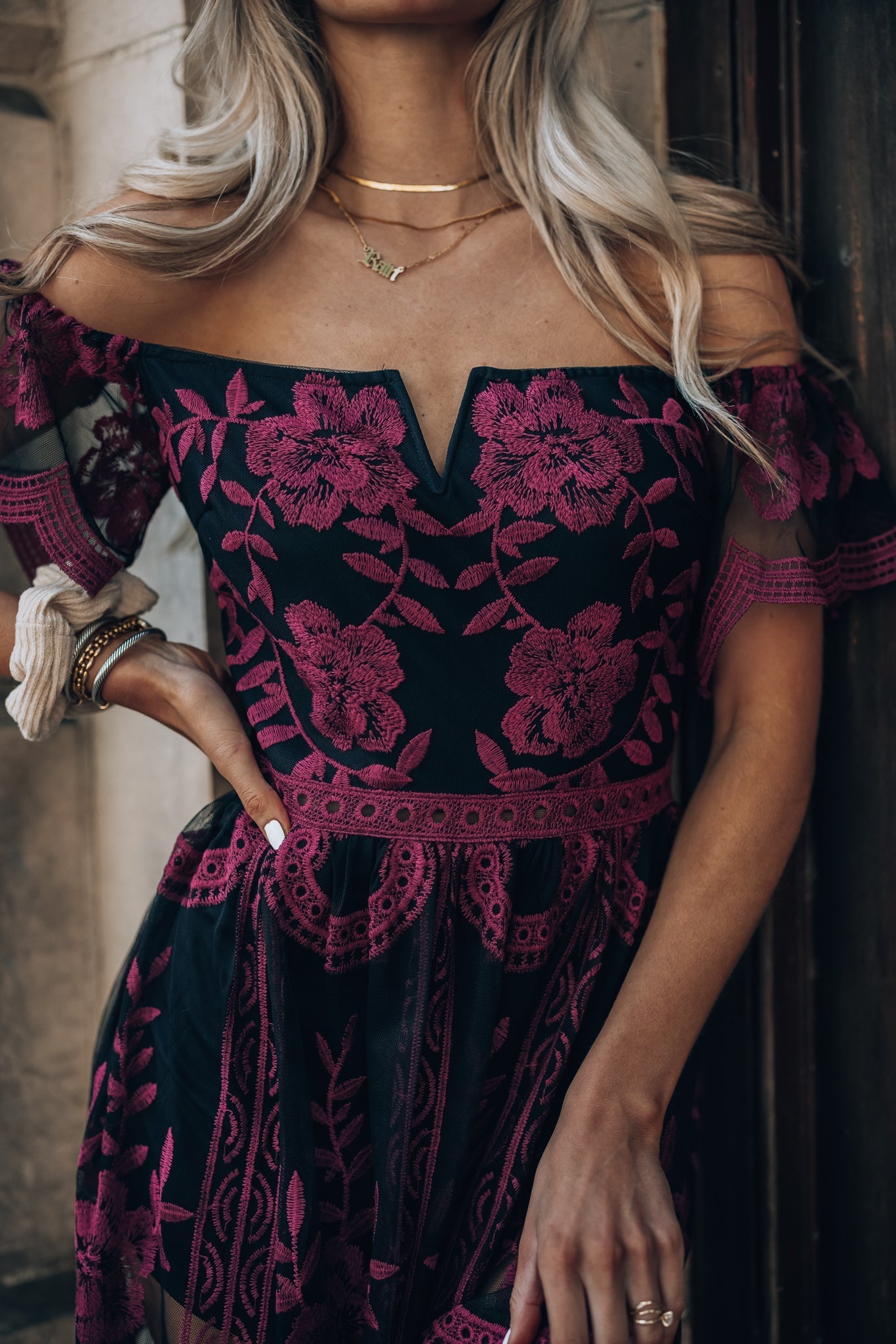 Canyon Lace Romper Dress (Black)