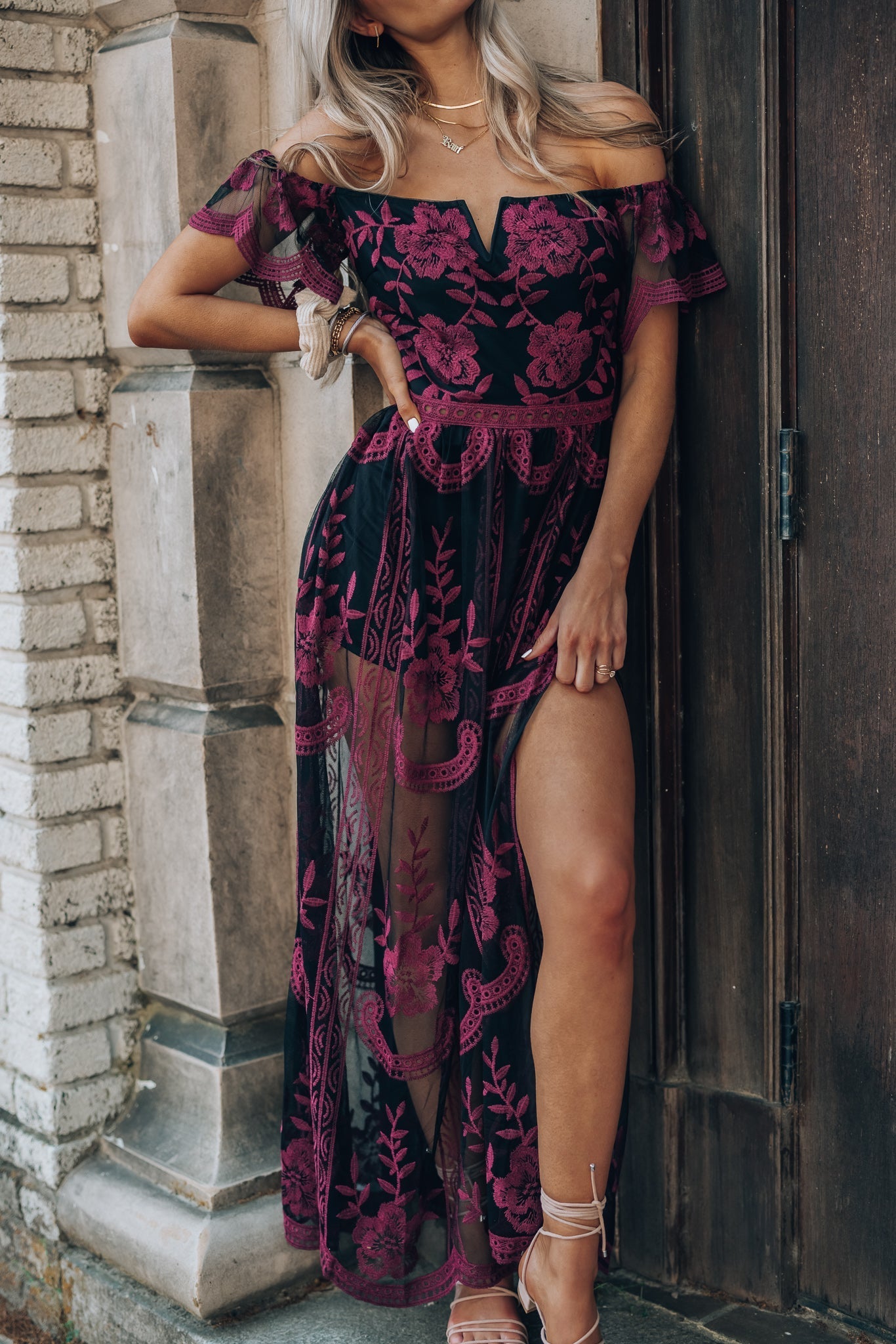 Canyon Lace Romper Dress (Black)