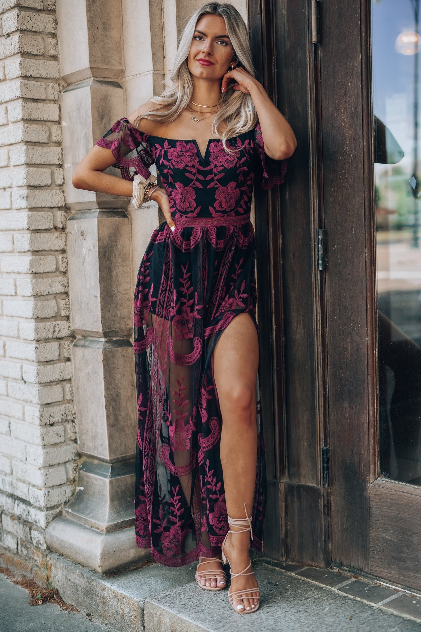 Canyon Lace Romper Dress (Black)