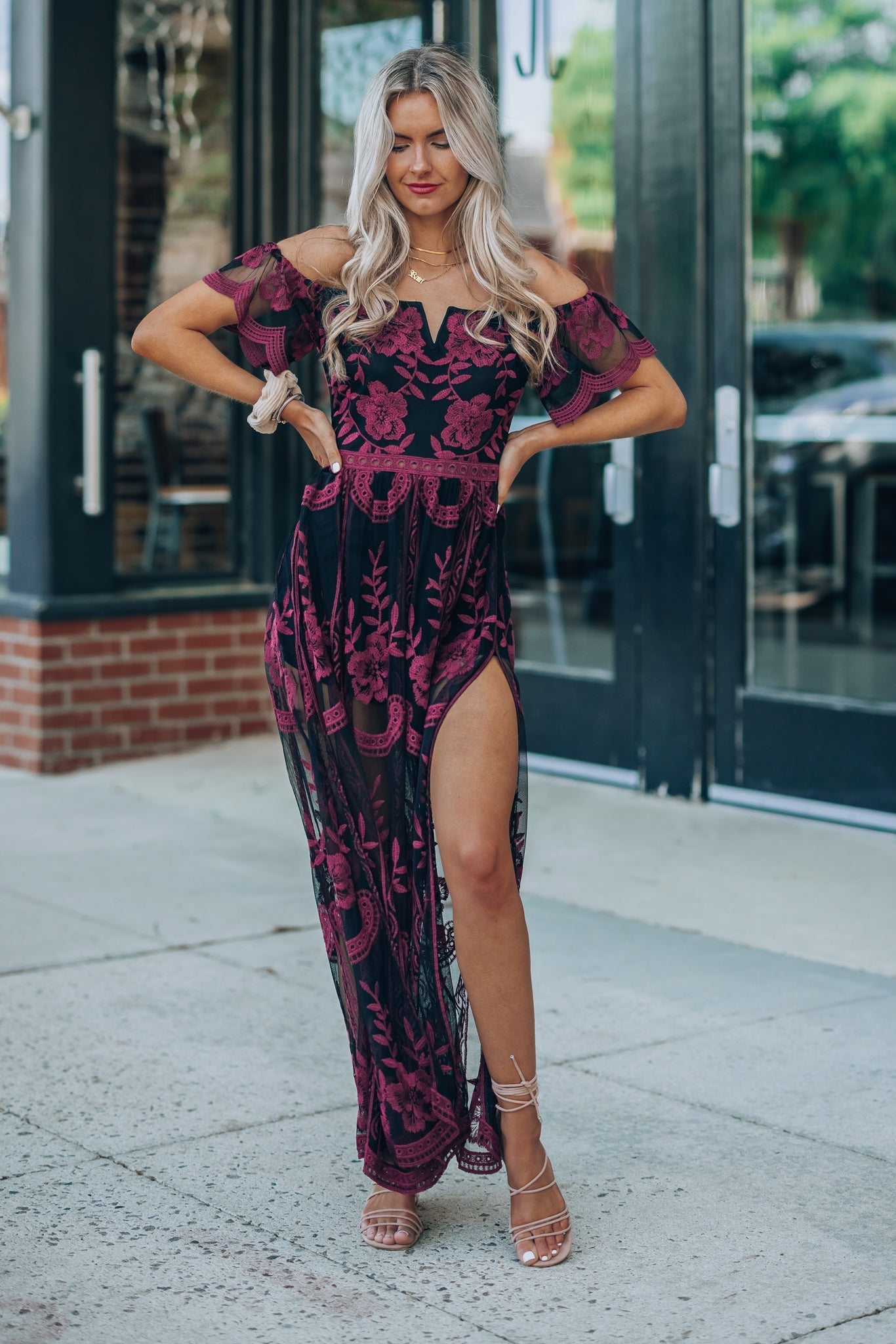 Canyon Lace Romper Dress (Black)